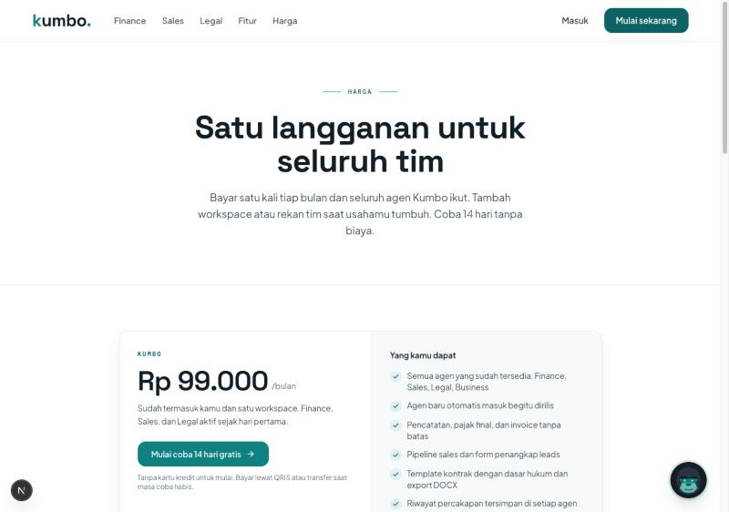 Halaman harga Kumbo